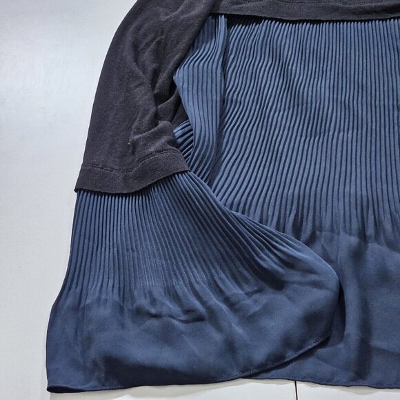 Bailey 44 Top Womens M Black Navy Pleated Layered LS Lagenlook Whimsigoth Fairy - Picture 15 of 16